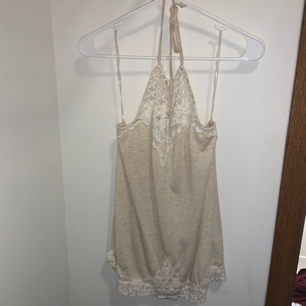 Cream and white halter top